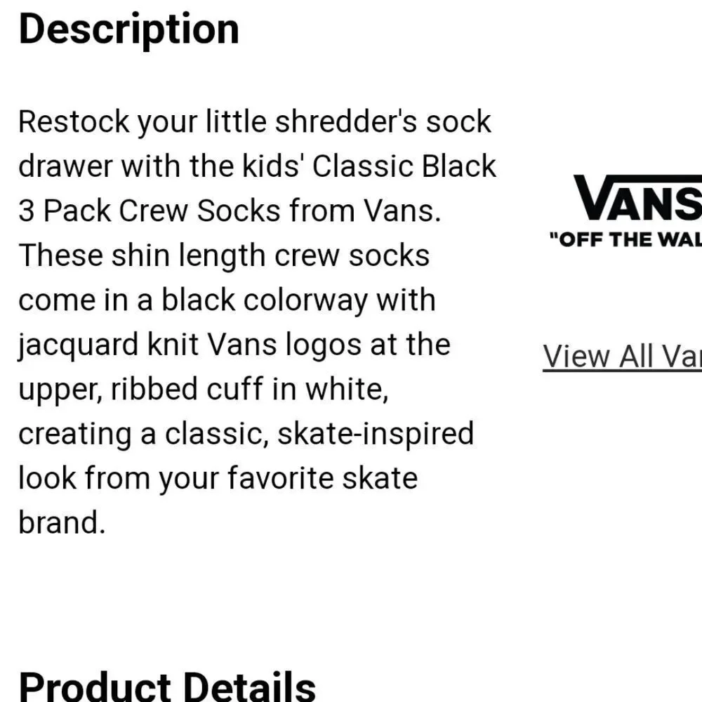 Vans new specs
